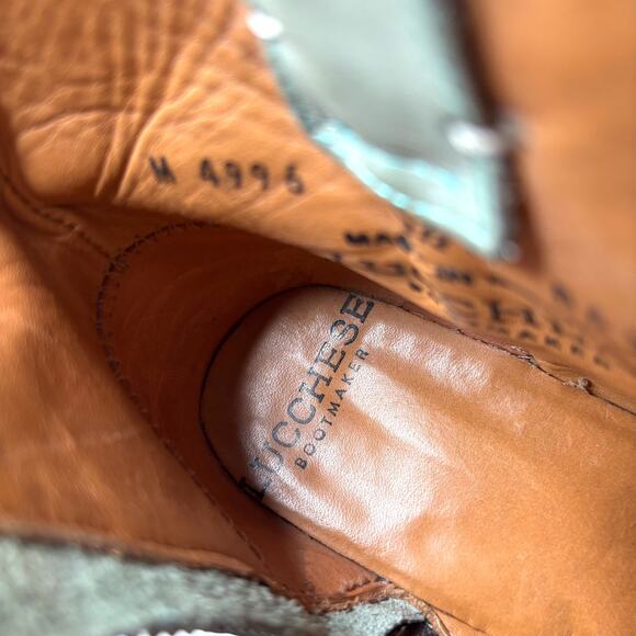 Lucchese Bootmaker Women’s Green Leather Ankle Boots Feather Tassel Size 6.5 B - Picture 10 of 10